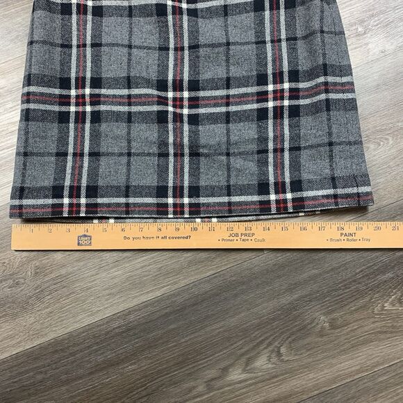 Eddie Bauer black white and red plaid dark academia wool blend skirt size P 2 - Picture 5 of 6